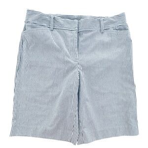 NWOT Talbots Perfect Shorts Bermuda Gray/White Railroad Stripe Cotton-Spandex